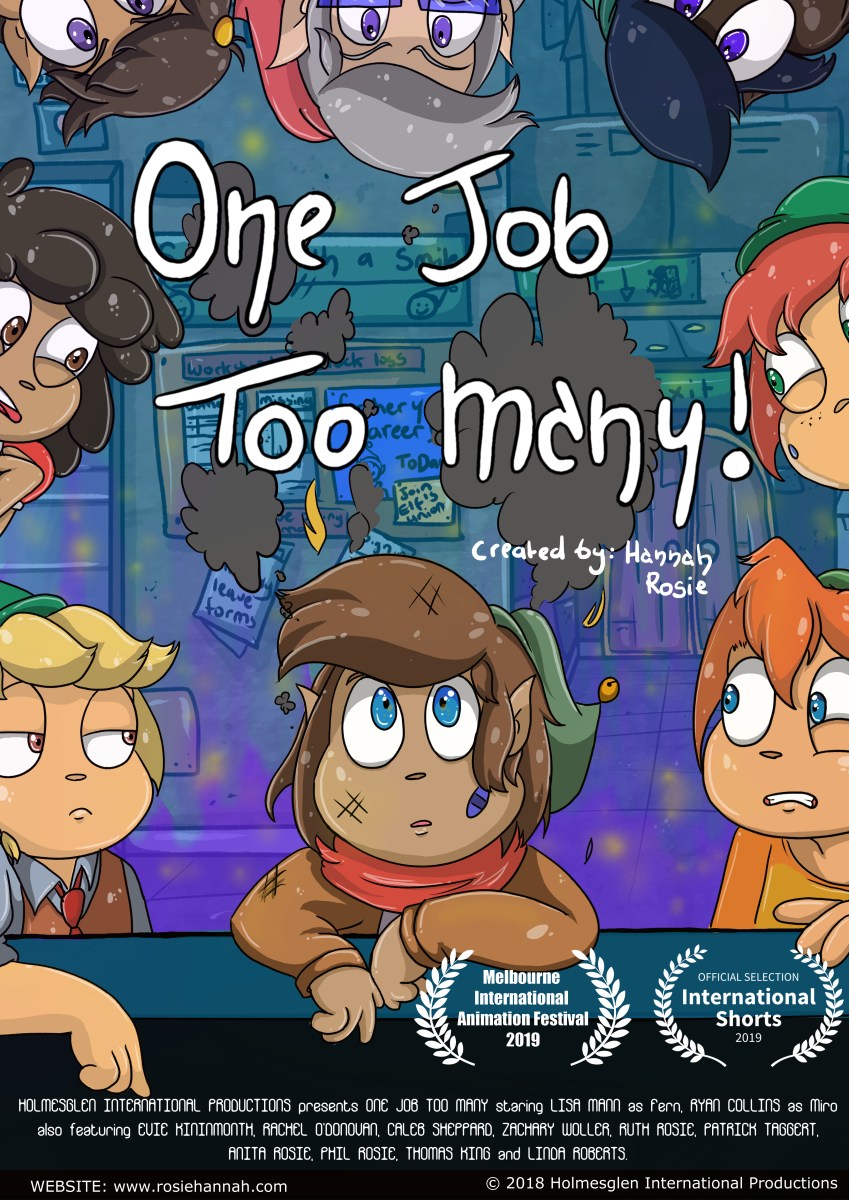 Updated One Job too Many Poster. Created and Illustrated by Hannah Rosie